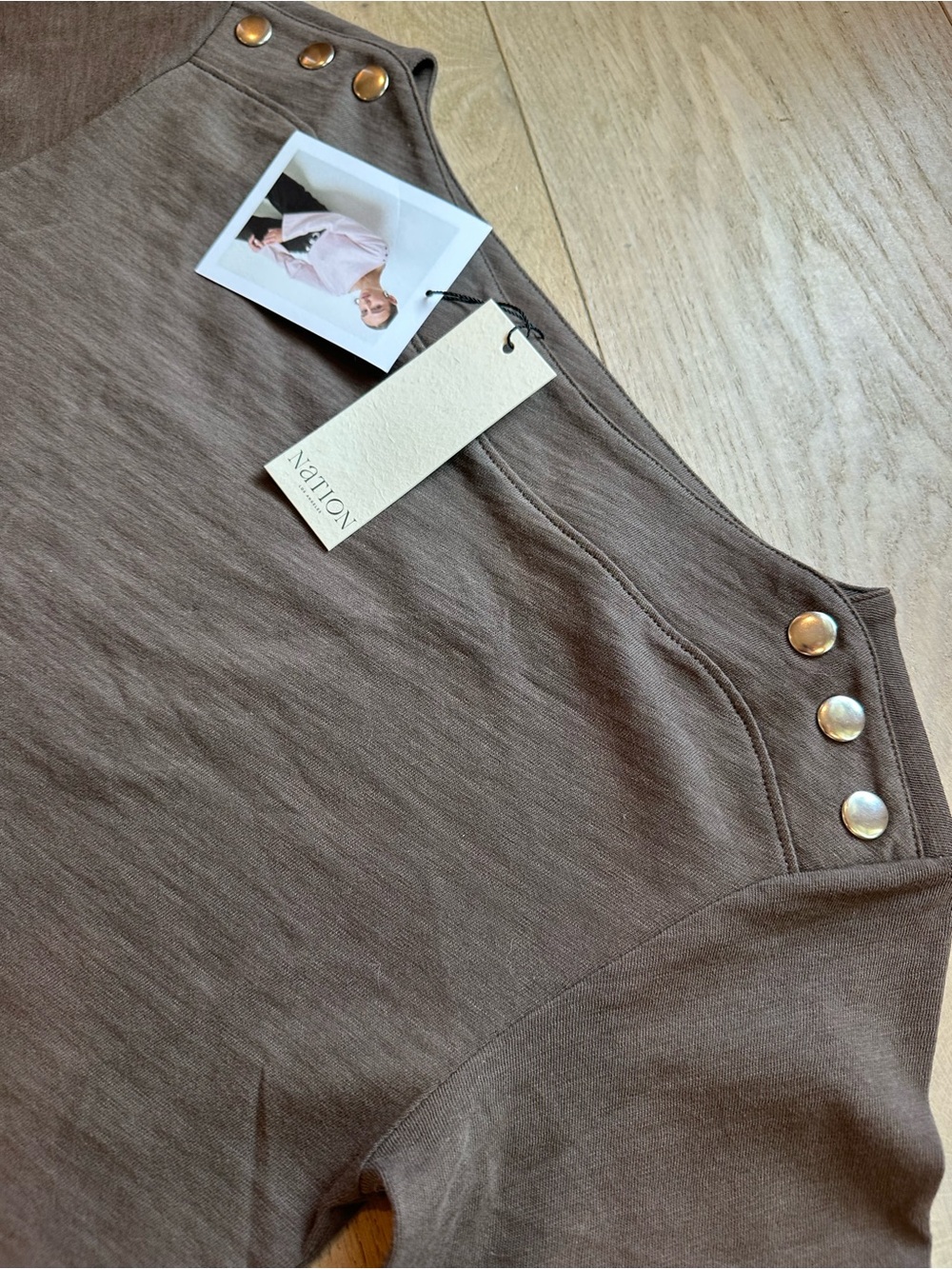 Nation LTD Brown Button-Accent Women's Shirt